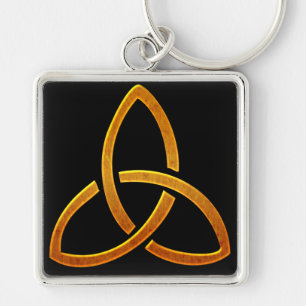 Celtic Golden Trinity Design Fyrkantig Silverfärgad Nyckelring