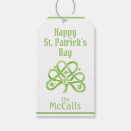 Celtic Green Watercolor Shamrock NAME St Patricks  Presentetikett