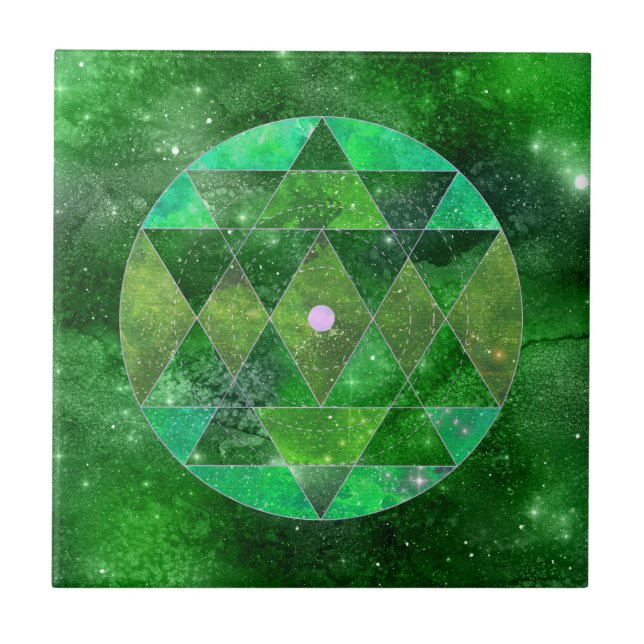 Celtic Grönt Mandala Galaxy Boho Helig Geometry Kakelplatta (Framsidan)