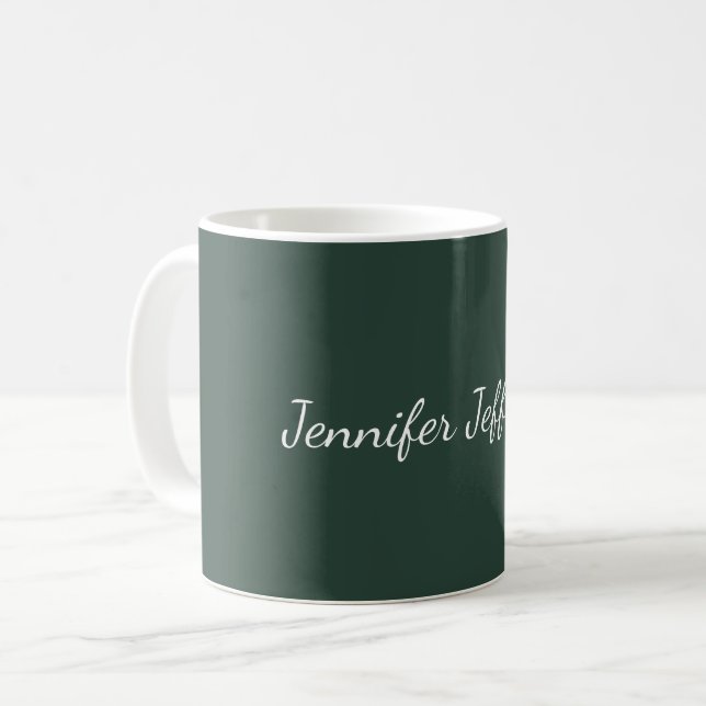 Celtic Grönt Modern handstil ditt namn Kaffemugg (Framsida vänster)