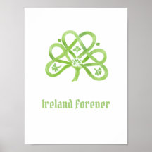 Celtic Grönt Watercolor Shamrock