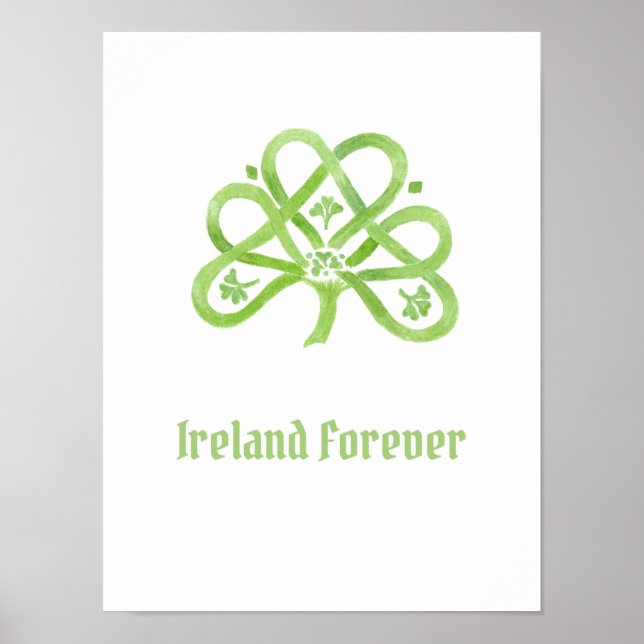 Celtic Grönt Watercolor Shamrock Poster (Framsidan)