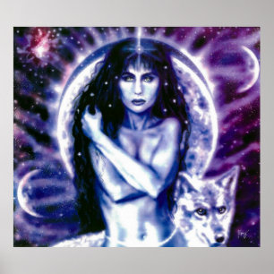 Celtic gudinna Hecate vid den Lisa irisen Poster