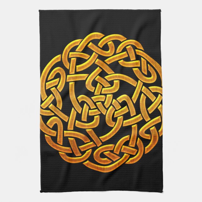 Celtic guld- irländsk Celtic design D1 Kökshandduk (Vertikal)