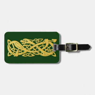 Celtic guld- orm på mörk - grön bagagemärkre bagagebricka