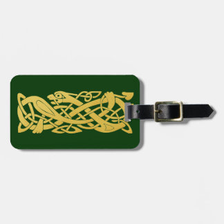 Celtic guld- orm på mörk - grön bagagemärkre bagagebricka