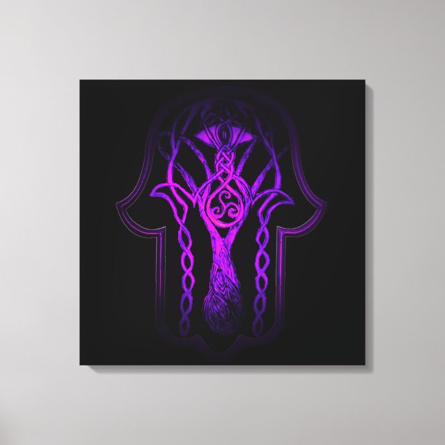 Celtic Hamsa Hand (Lila) Canvastryck (Framsida)