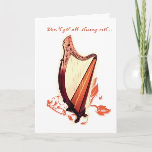 Celtic Harp Birthday Card Kort (Framsida)
