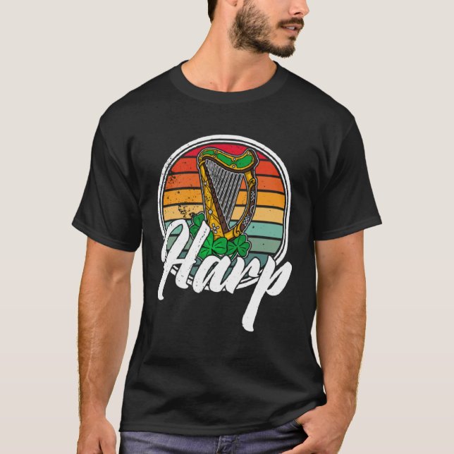 Celtic Harp Instrument Plucked String Harpist Musi T Shirt (Framsida)