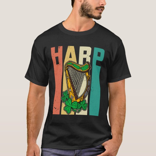 Celtic Harp Instrument Plucked String Harpist Musi T Shirt (Framsida)