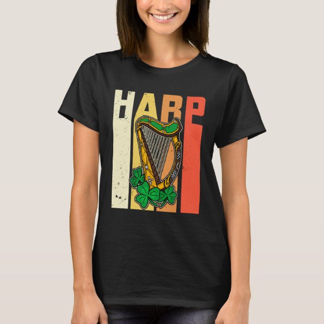 Celtic Harp Instrument Plucked String Harpist Musi T Shirt (Framsida)