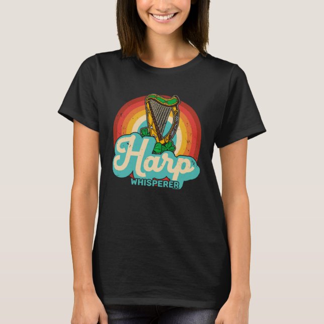 Celtic Harp Instrument Plucked String Harpist Musi T Shirt (Framsida)