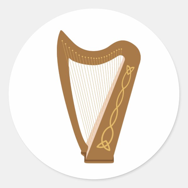 Celtic Harp Runt Klistermärke (Framsida)