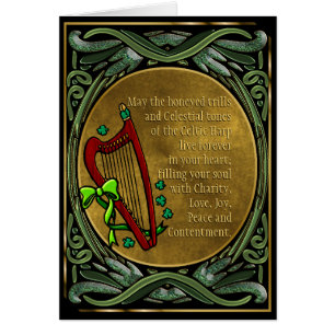 Celtic Harp, Vines för Grönt med enkeltrådigt garn Hälsningskort