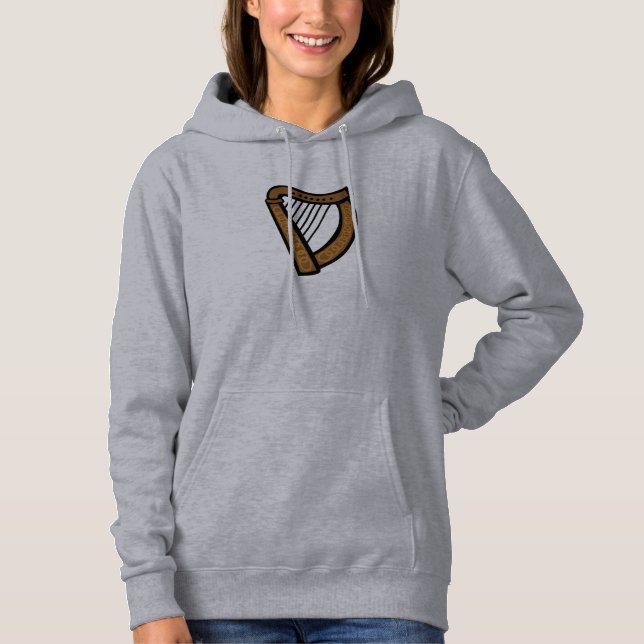 Celtic Harp Womens Hoodie Tee Shirt (Framsida)