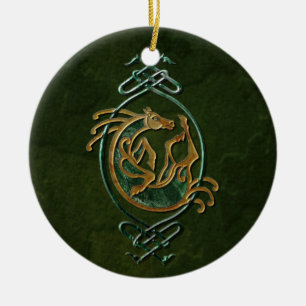 Celtic häst Knotwork - sten Julgransprydnad Keramik
