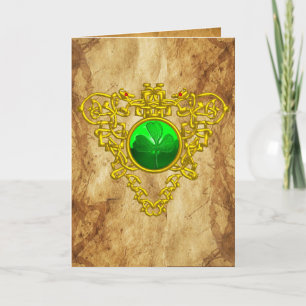 CELTIC HEART/An Old Irish Bluting Parchment Helgkort