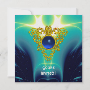 CELTIC HEART aqua blue,teal,gult champagne Inbjudningar