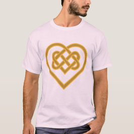 Celtic Heart Knot i Golden Färg T Shirt