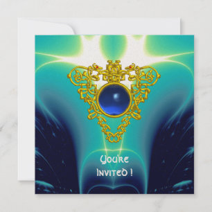 CELTIC HEART-ljusblått,gult champagne Inbjudningar