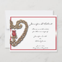 Celtic Heart med en Röd ros Spara datum Datumet