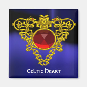 Celtic Heart med Red Ruby Magnet