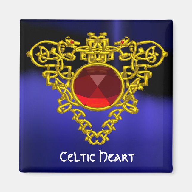 Celtic Heart med Red Ruby Magnet (Framsidan)