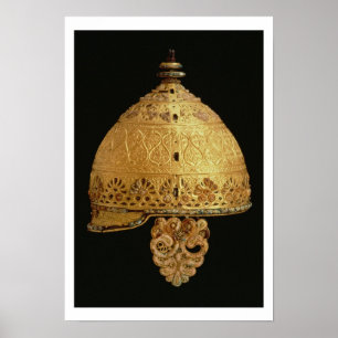 Celtic helmet hittades vid Agris, Charante, 4:e ce Poster