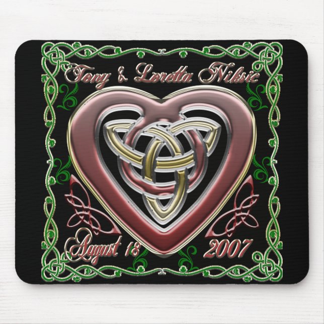 Celtic hjärtabröllop-/årsdagdesign Mousepad Musmatta (Framsidan)