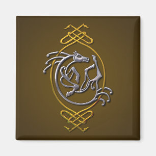Celtic Horse Knotwork - Silver & Guld Magnet