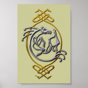 Celtic Horse Knotwork - Silver & Guld Poster