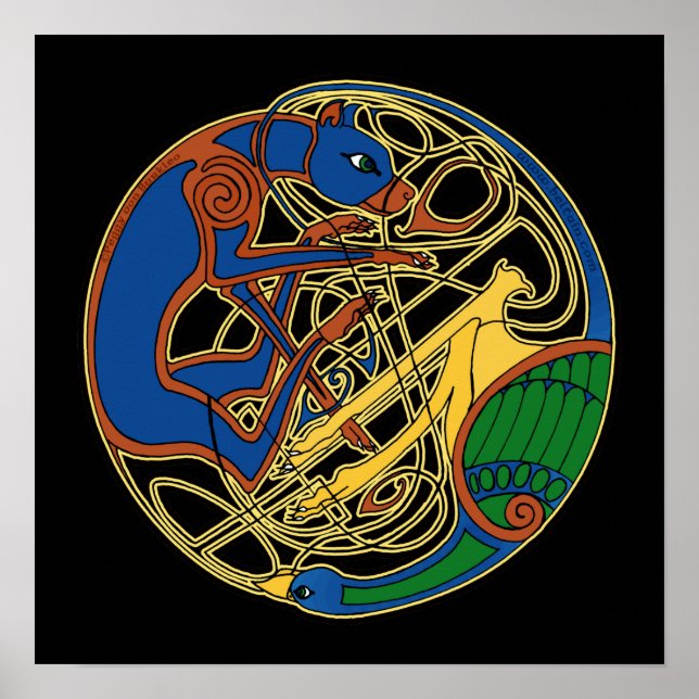 Celtic Hound and Bird Celtic Art Prages Poster (Framsidan)