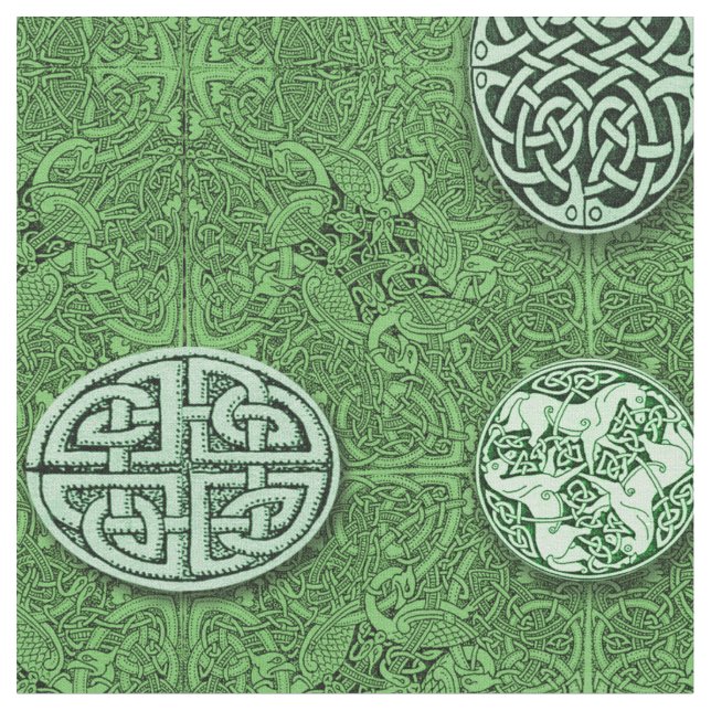 Celtic hundar, hästar och fåglar tyg (Närbild)