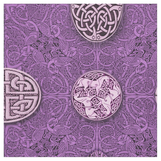 Celtic hundar, hästar och fåglar tyg (Närbild)