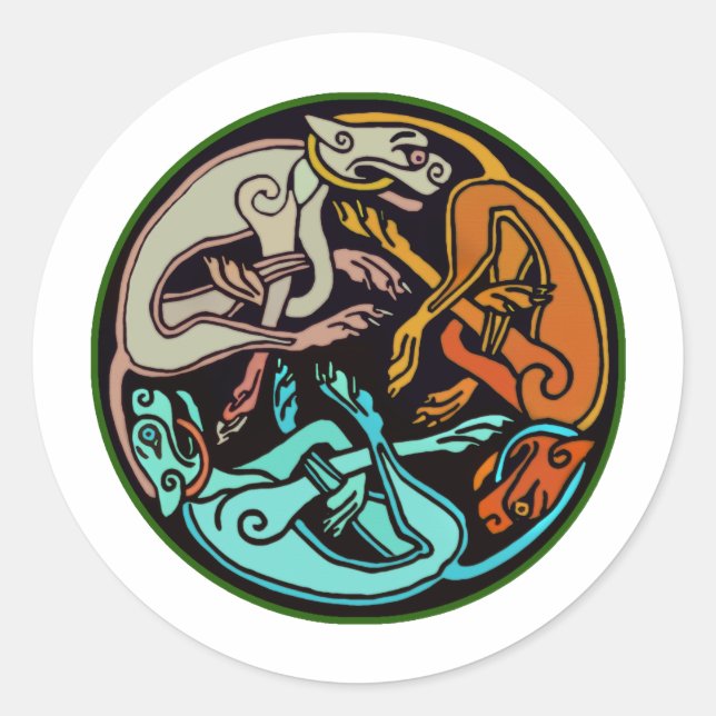 Celtic Hundar Runt Klistermärke (Framsida)