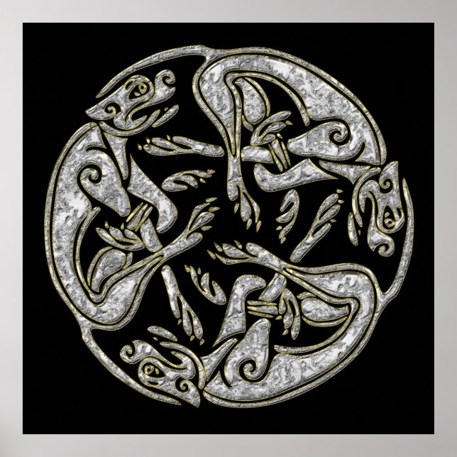 Celtic hundar traditionell prydnadsföremål guld oc poster (Framsidan)