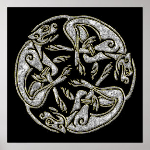Celtic hundar traditionella prydnadsföremål guld o poster