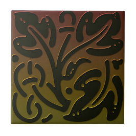 Celtic Inspired Tile # 3 i brons- och grönt-toner Kakelplatta