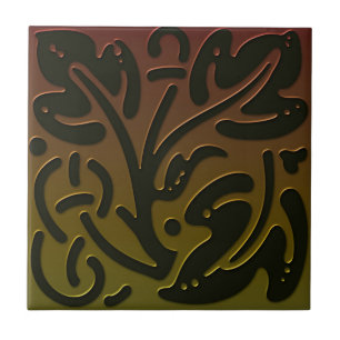 Celtic Inspired Tile # 3 i brons- och grönt-toner Kakelplatta