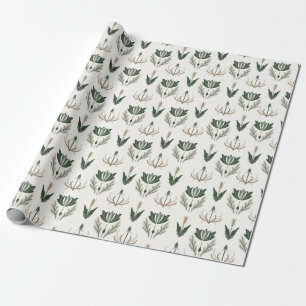 Celtic Irish Blommigt Botanical Grönt Beige Presentpapper