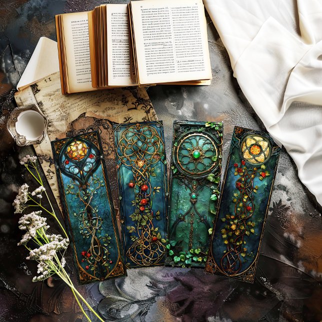Celtic Irish Bokmärken, Fantasy Bokmärken s8 (collection of 4 irish celtic cut out bookmarks)