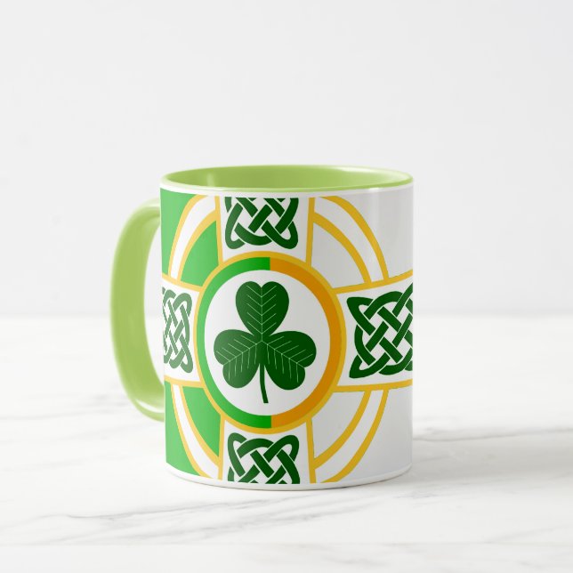 Celtic Irish Flagga Design Två ton mugg (Framsida vänster)