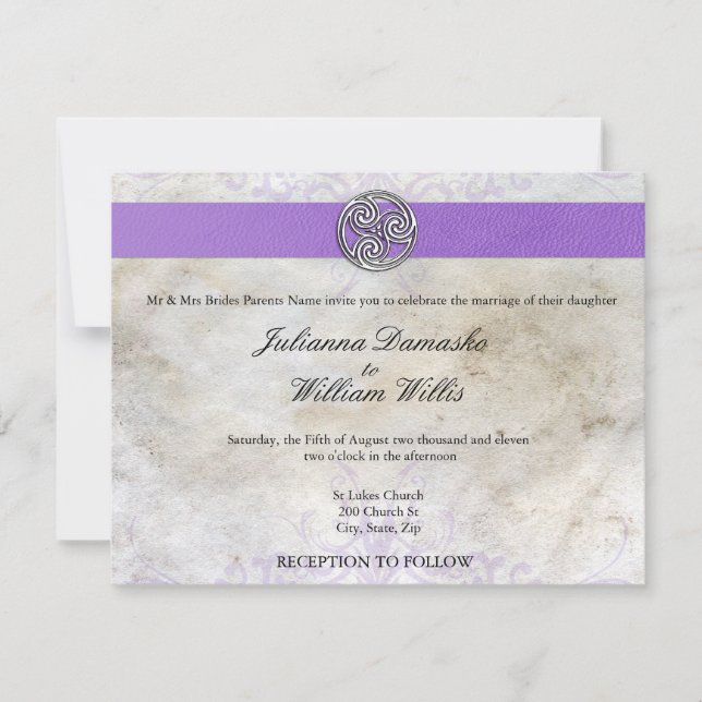 Celtic Irish Gaelic Triskelion bröllopsinbjudning Inbjudningar (Framsida)