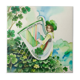 Celtic Irish Harp Art Tile Kakelplatta