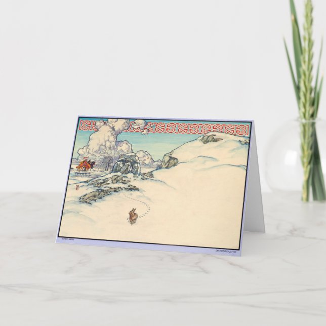 Celtic Irish jul Card Winter Rabbit Helgkort (Framsida)