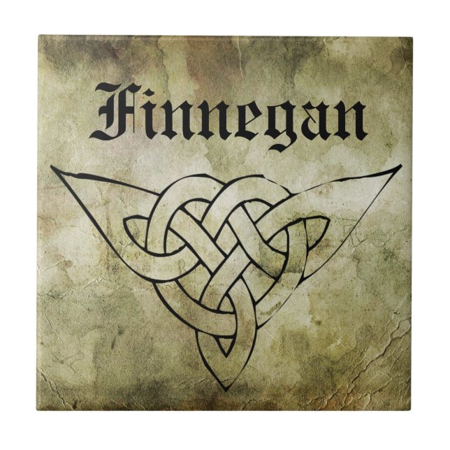 celtic irländsk symbolisk efternamnlinocut kakelplatta (Framsidan)