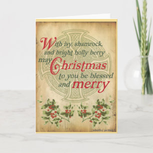 Celtic Ivy Holly jul Helgkort