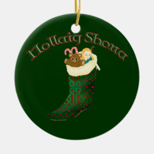 Celtic julprydnad - Nollaig Shona Julgransprydnad Keramik