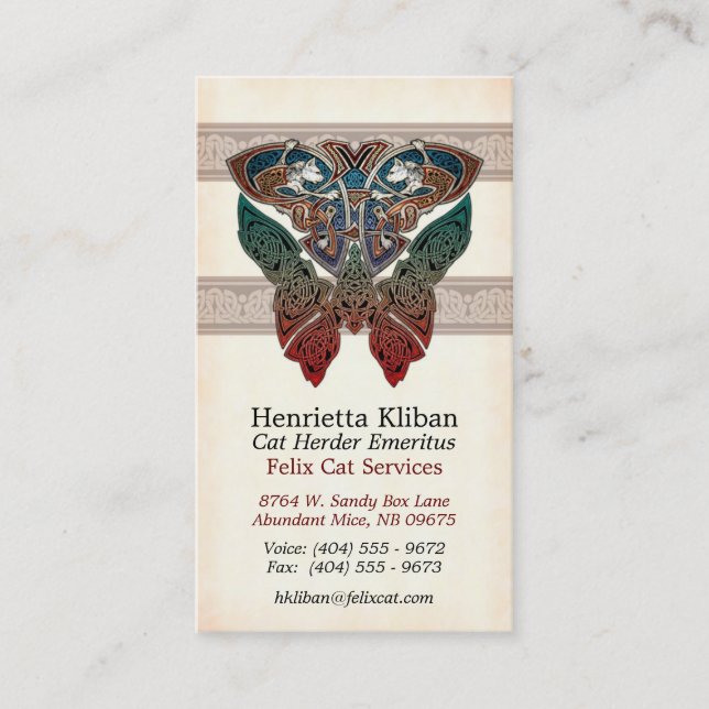 Celtic kattdesignvisitkortar visitkort (Framsida)