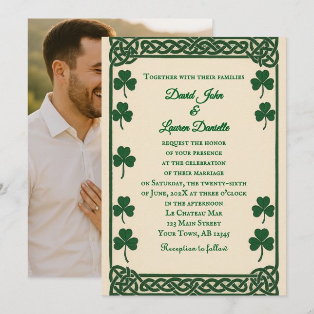 Celtic Kiss Foto Bröllopsinbjudan Inbjudningar (Fram/baksida)